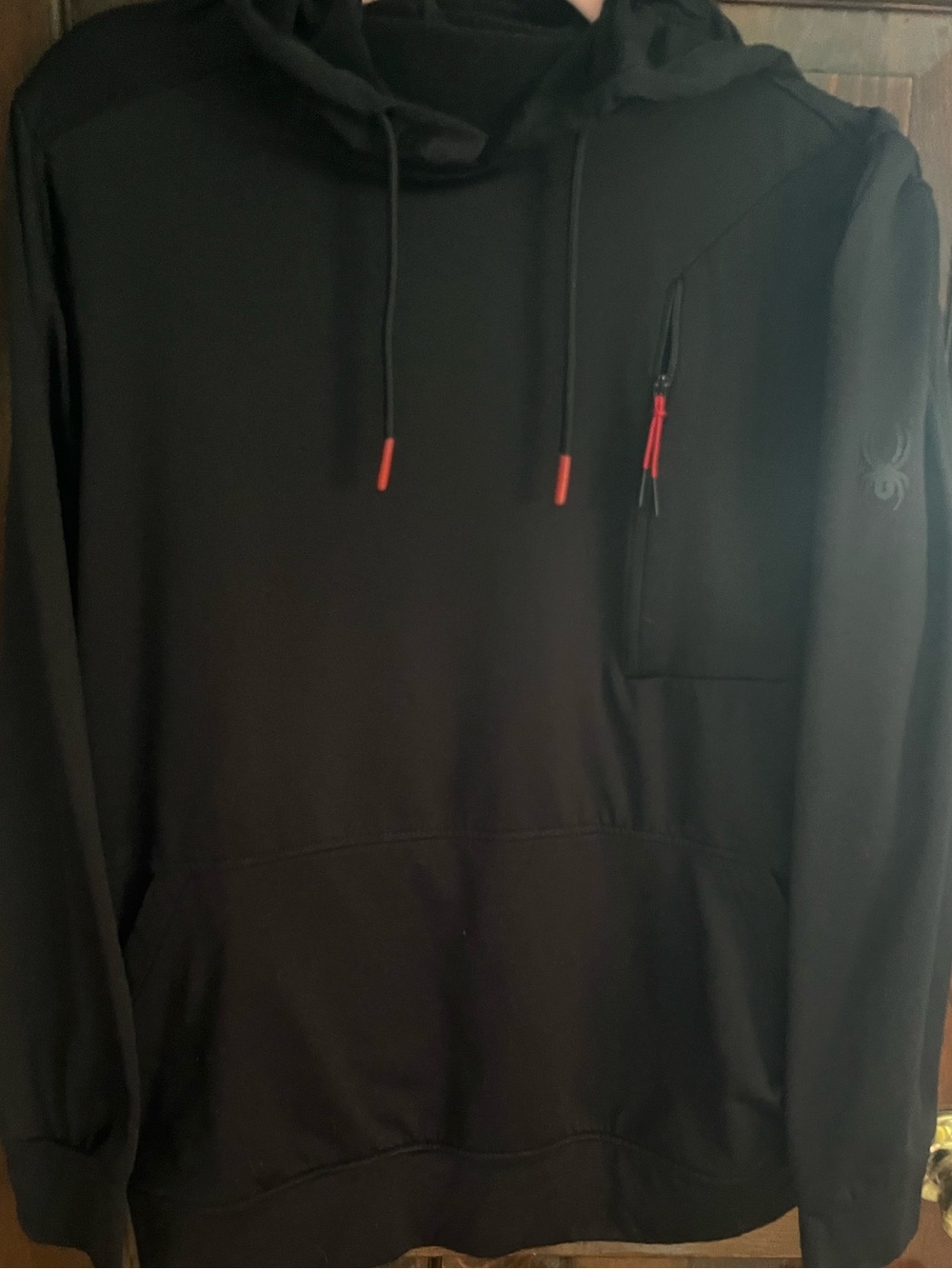 New Mens XL SPYDER Pullover Polyester Fleece Hooded Sweatshirt Navy Blue